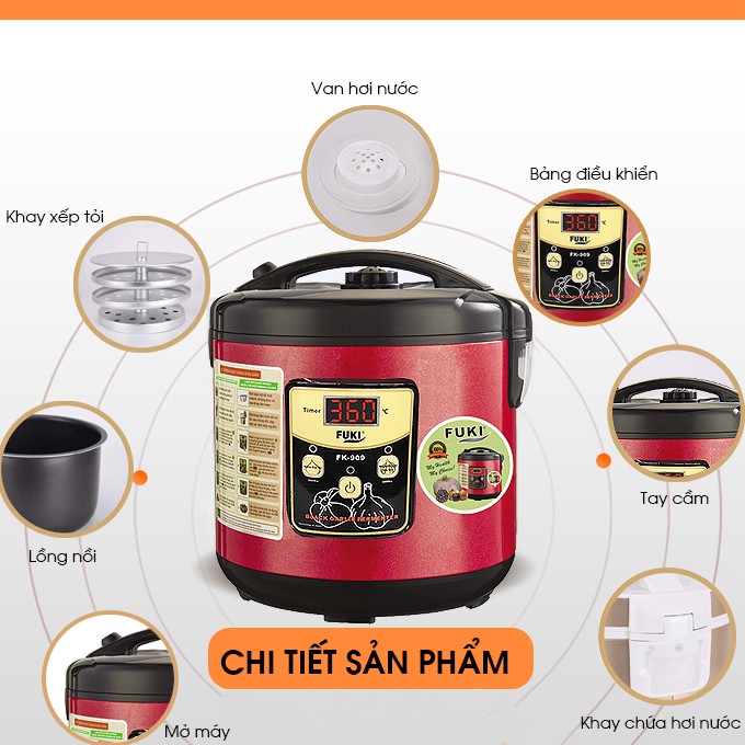 Máy làm tỏi đen Fuki New FK-909 dòng cao cấp loại 5L (đỏ mận)